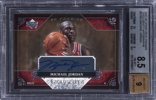 2007-08 Upper Deck Premier Exclusivity Autographs #EX-MJ Michael Jordan Signed Card (#10/25) - BGS NM-MT+ 8.5/BGS 9